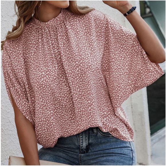 Boho Leopard Print Batwing Sleeve Blouse - Picture 3 of 7